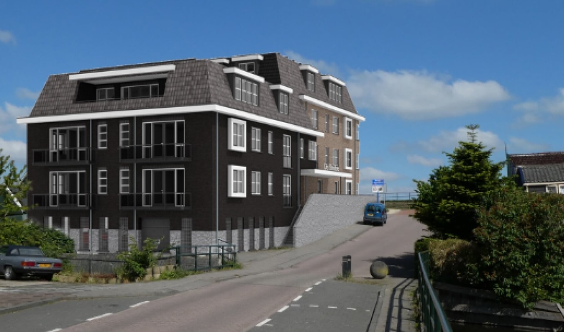 • Het plan omvat dertien appartementen op de kop van de kruising Middelweg/Lekdijk.