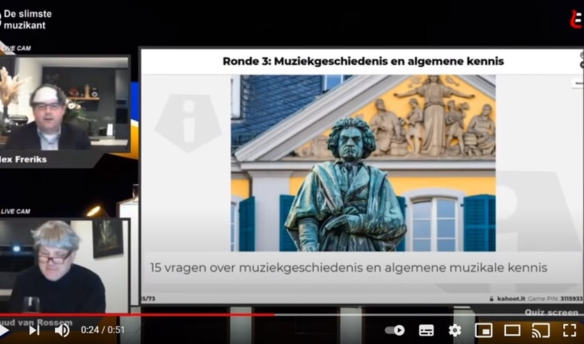 • Schermafbeelding van de aankondiging van de Slimste Muzikant.