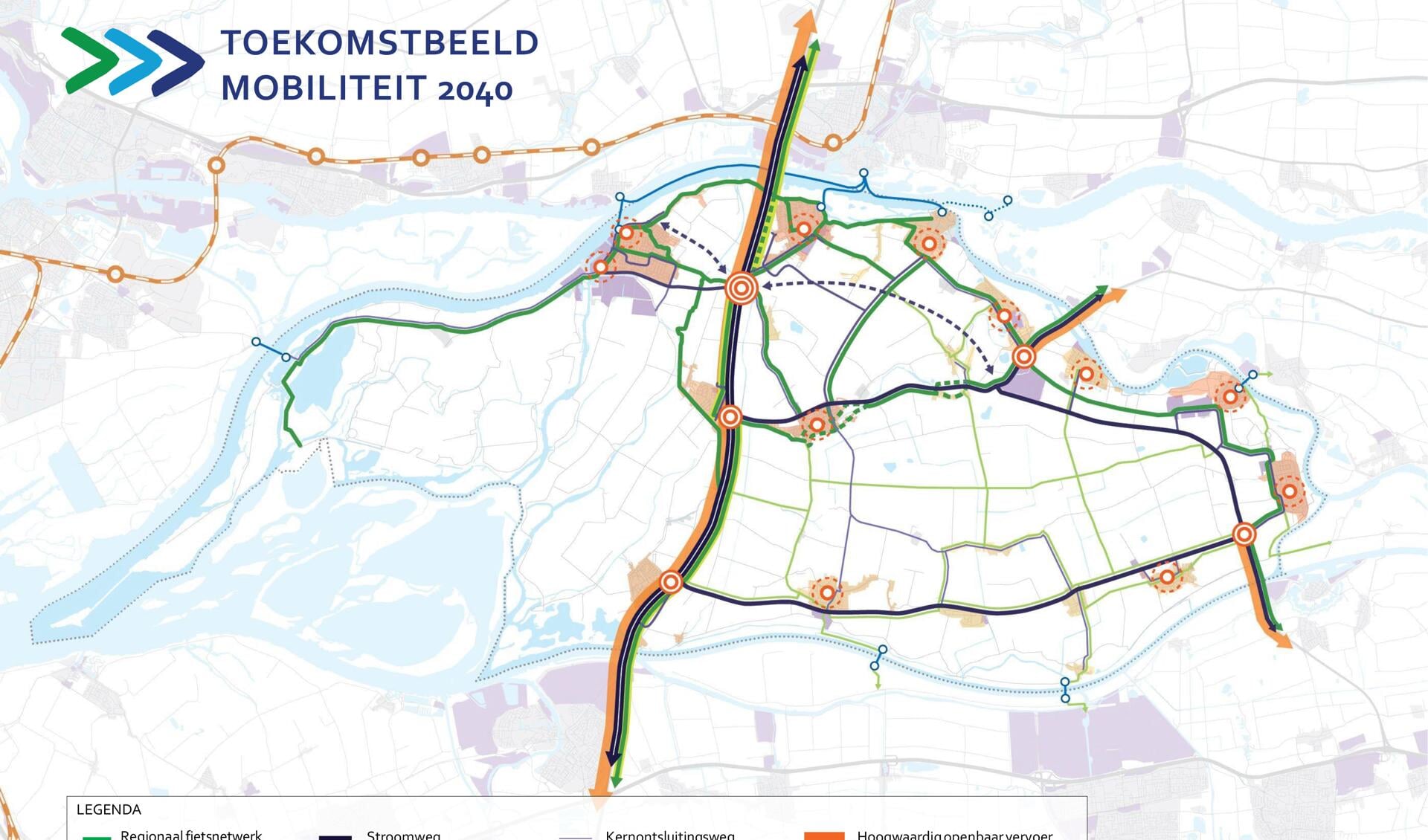 De 22 projecten weergegeven op de kaart. De langste paarse stippellijn is de weg tussen de Rietdijk en de Tol.