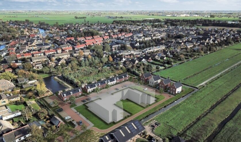 • Een artist impression in vogelvlucht van De Groene Wei.