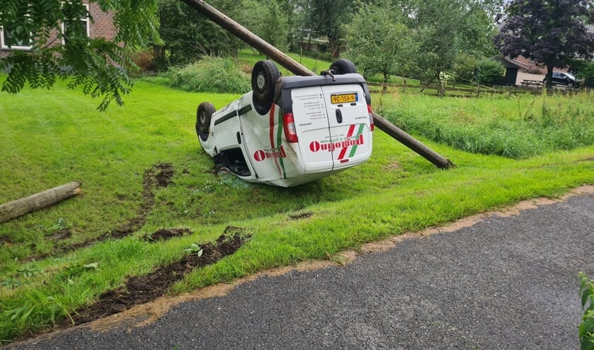 <p>• De auto kwam ondersteboven in een tuin van een woning tot stilstand.</p>