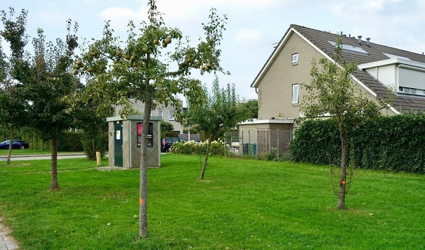 <p>Rode stippen markeren de aangetast bomen.</p>