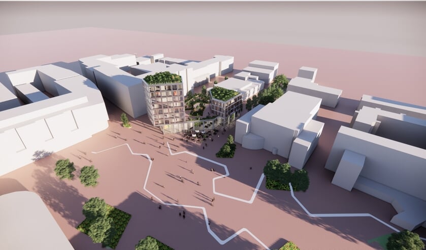 • Een artist impression van hoe het pand eruit zou kunnen gaan zien.
