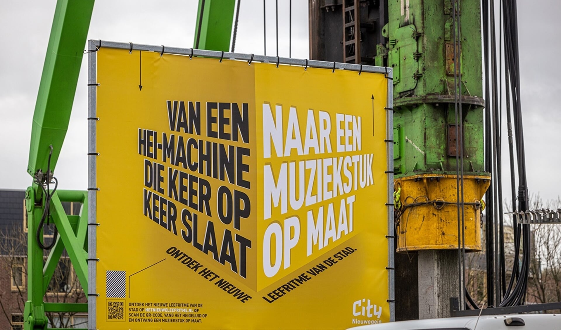 Bord met ludieke tekst bij de heimachines in City Nieuwegein.