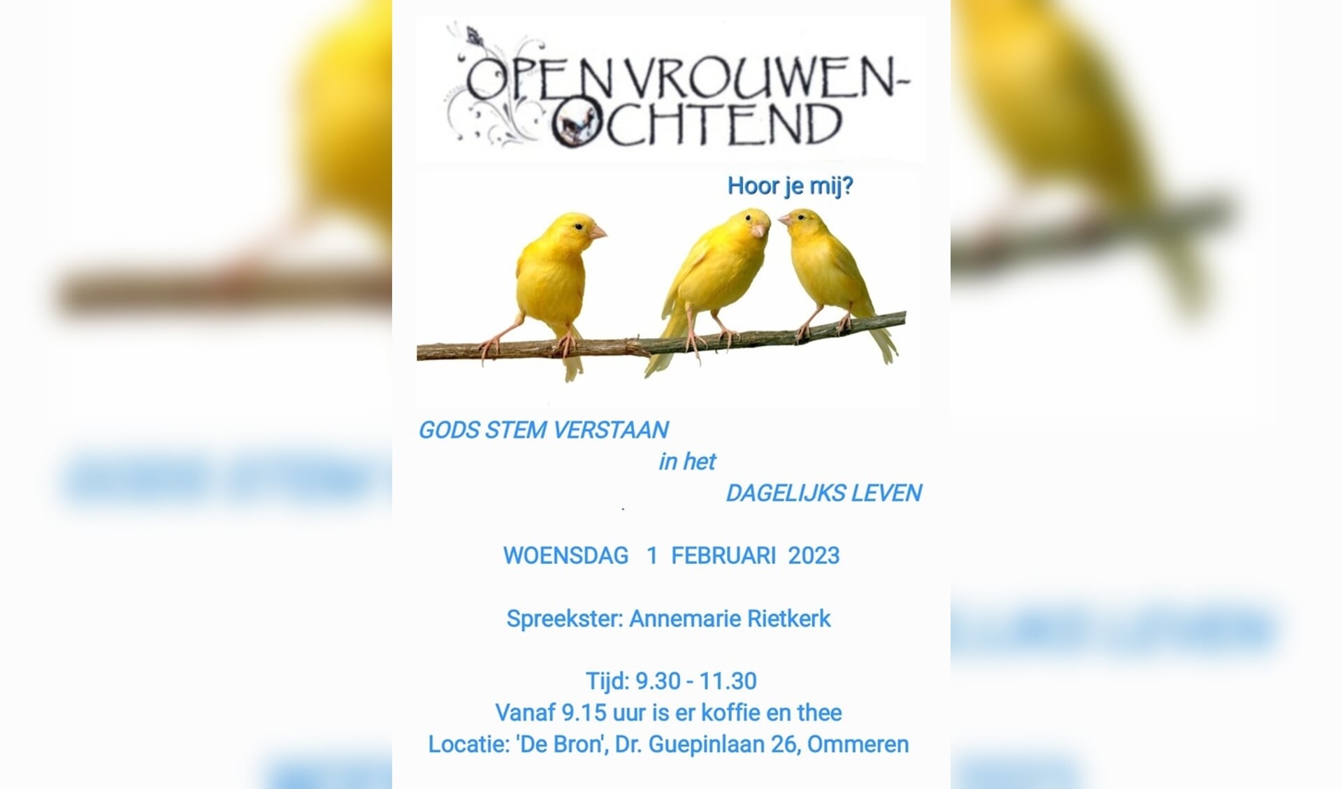Uitnodiging Open Vrouwenochtend in Ommeren