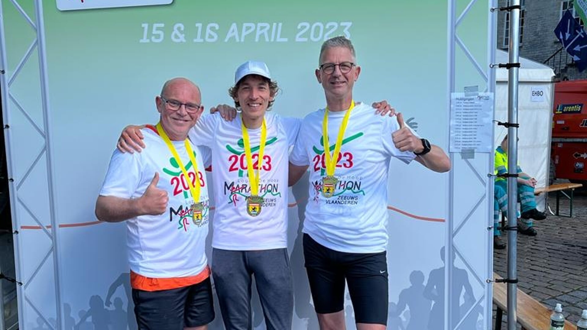 • De drie deelnemers aan de marathon van Zeeuws Vlaanderen.
