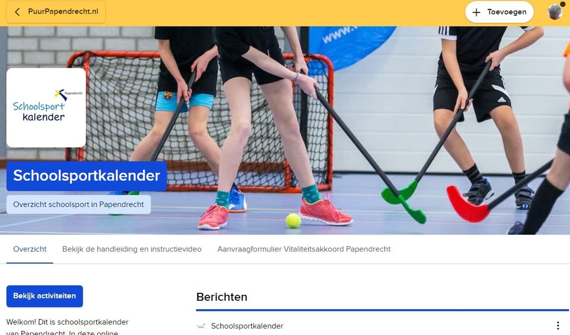 • Een screenshot van de website van Puur Papendrecht.