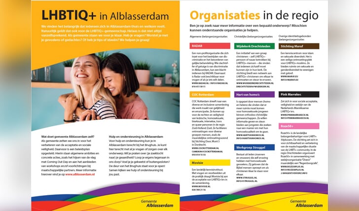 • De nieuwe LHBTIQ+ folder van de gemeente Alblasserdam.