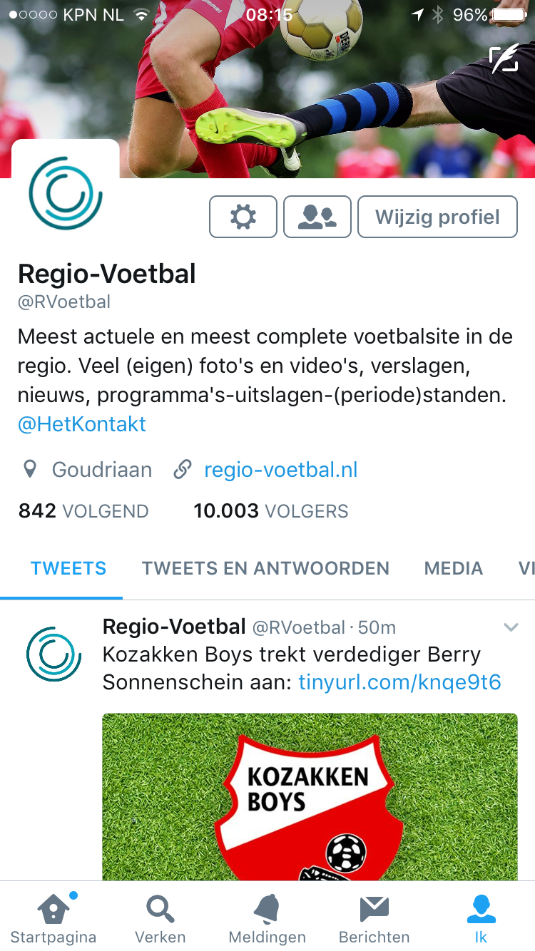 Regio-Voetbal: 10.000 volgers op Twitter, 7000 likes op Facebook