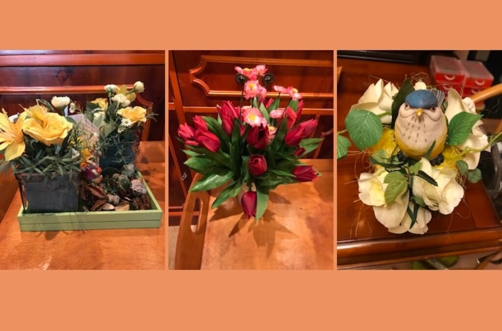 • • Enkele voorbeelden van de bloemstukken die in de afgelopen weken gemaakt zijn.