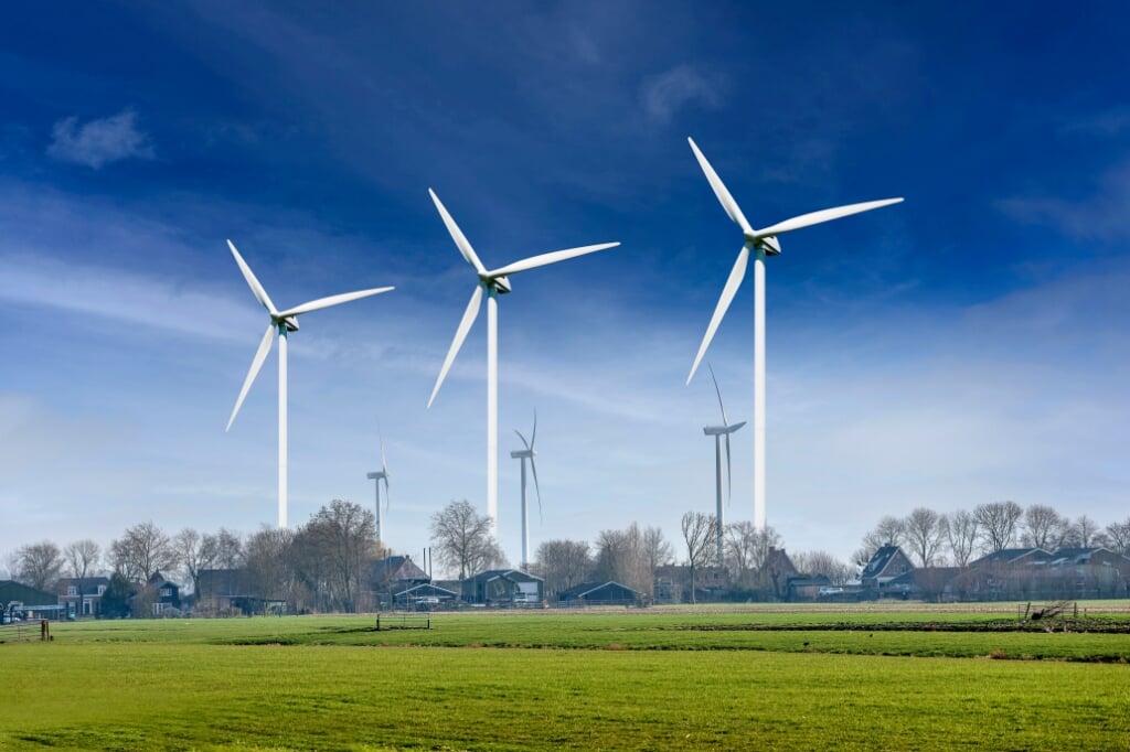 • Impressie op de raamposters van de drie nieuwe windturbines bij De Copen.
