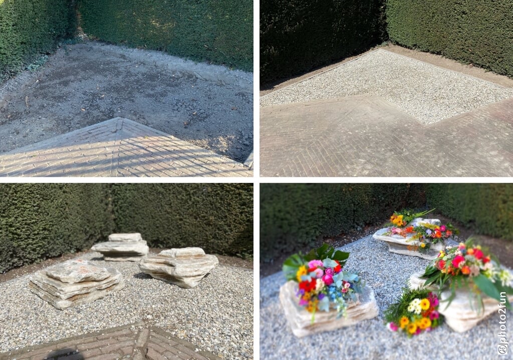• Bloemenhoekje op de begraafplaats in Vianen.