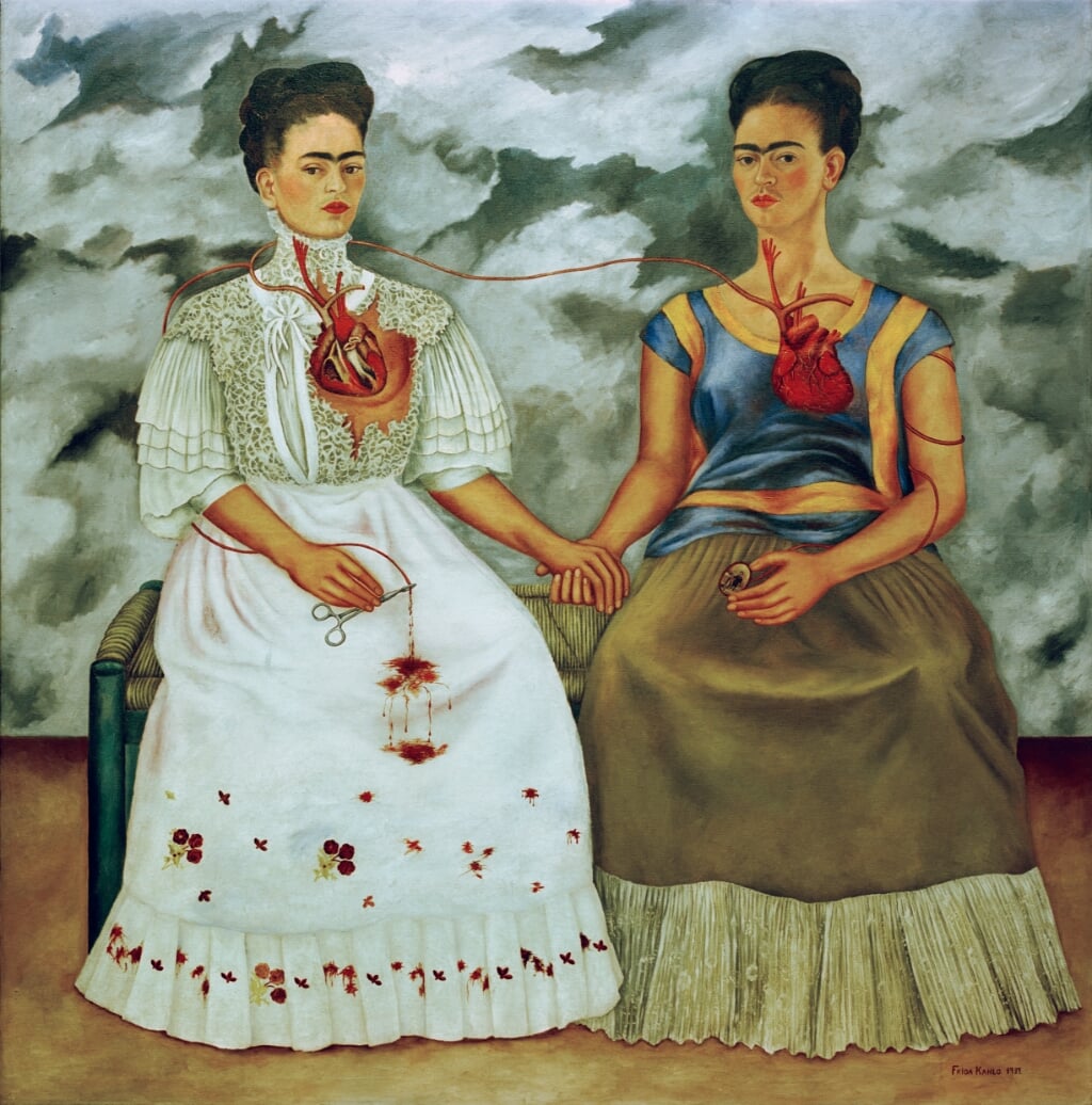 Kahlo, Frida 1907–1954. “Die zwei Fridas”, 1939. Öl auf Leinwand, 173 × 173 cm. Mexico, Museo de Arte Moderno.