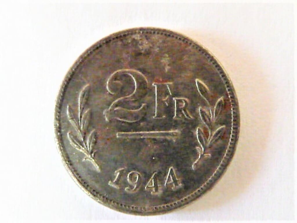 Munt 2 franc België Belgique 1944 voor 0,90 eurocent