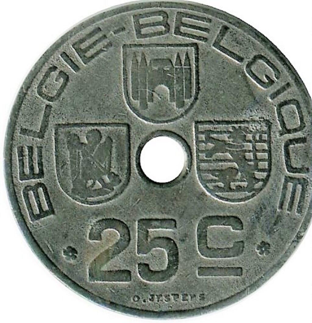 Munt 25 centimes  Belgie Belgique 1945 voor 1,25 euro
