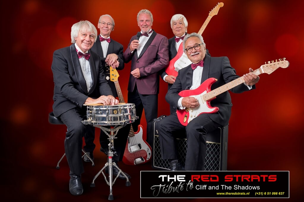 • De band The Red Strats brengt zondag 26 maart het ‘Cliff Richard’-geluid weer helemaal tot leven in het Cultuurhuis in Krimpen a/d Lek.