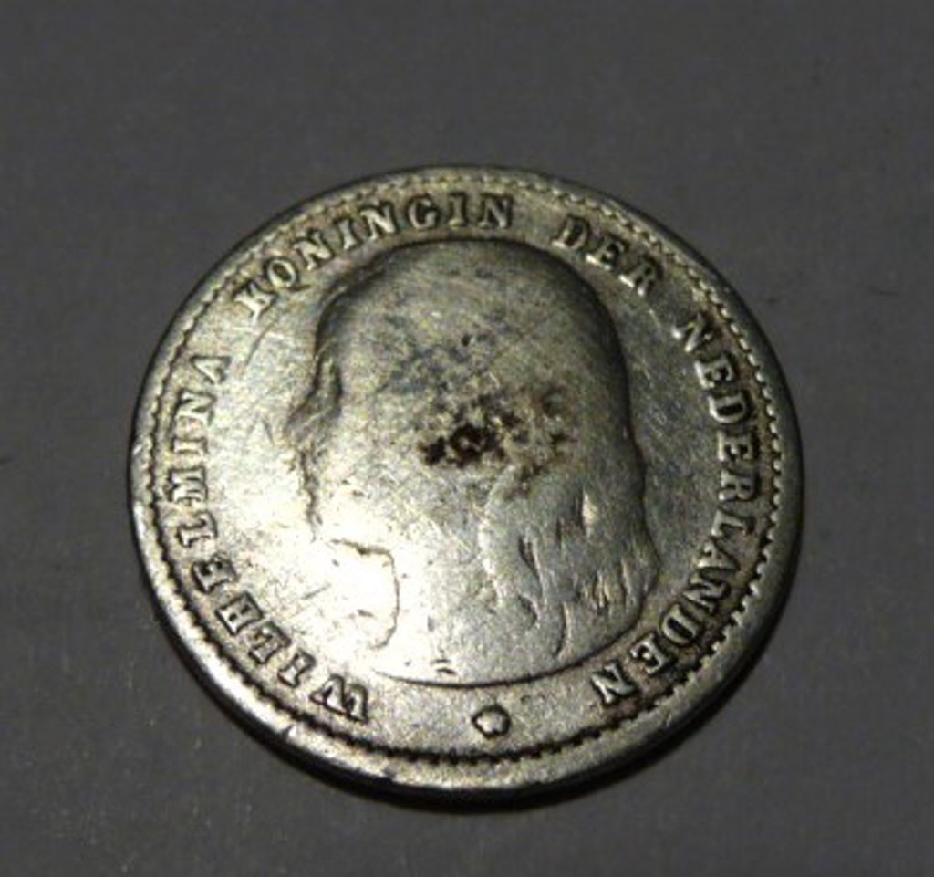 Muntje 10 cent Wilhelmina 1894 zilver