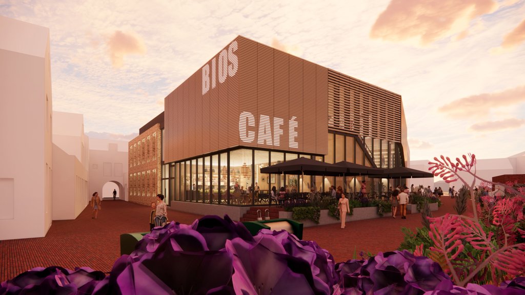 • Het ontwerp voor Tiels nieuwe bioscoop met restaurant werd dinsdag in de voormalige bibliotheek gepresenteerd. 