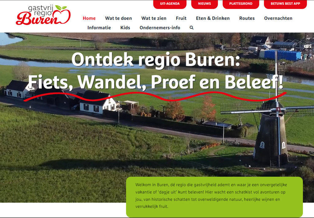 • Een beeld van de nieuwe website GastvrijBuren.nl.