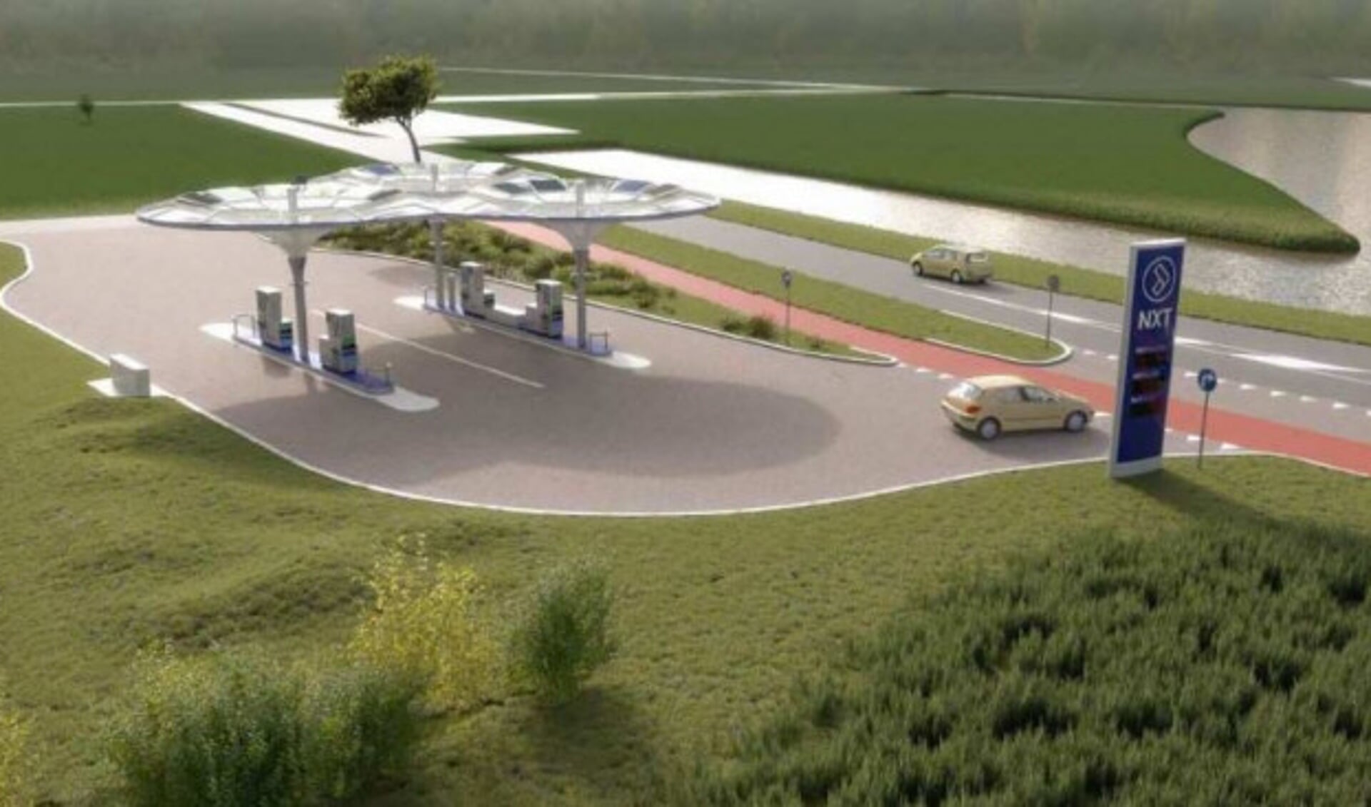  Het ontwerp van het onbemande tankstation.