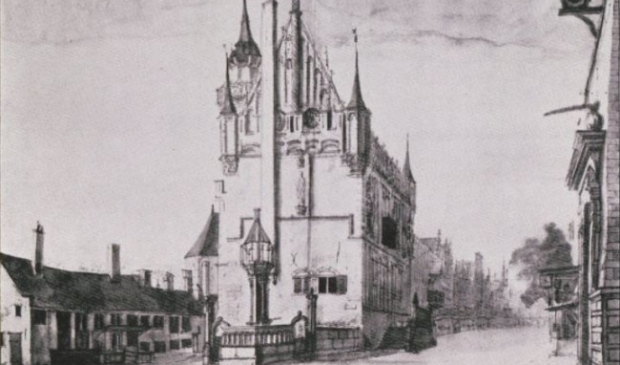 Gezicht op het oude Raadhuis (A. Beerstraaten)