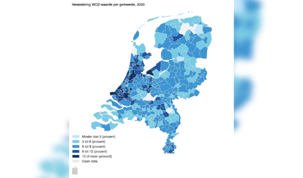 Verandering WOZ-waarde per gemeente.