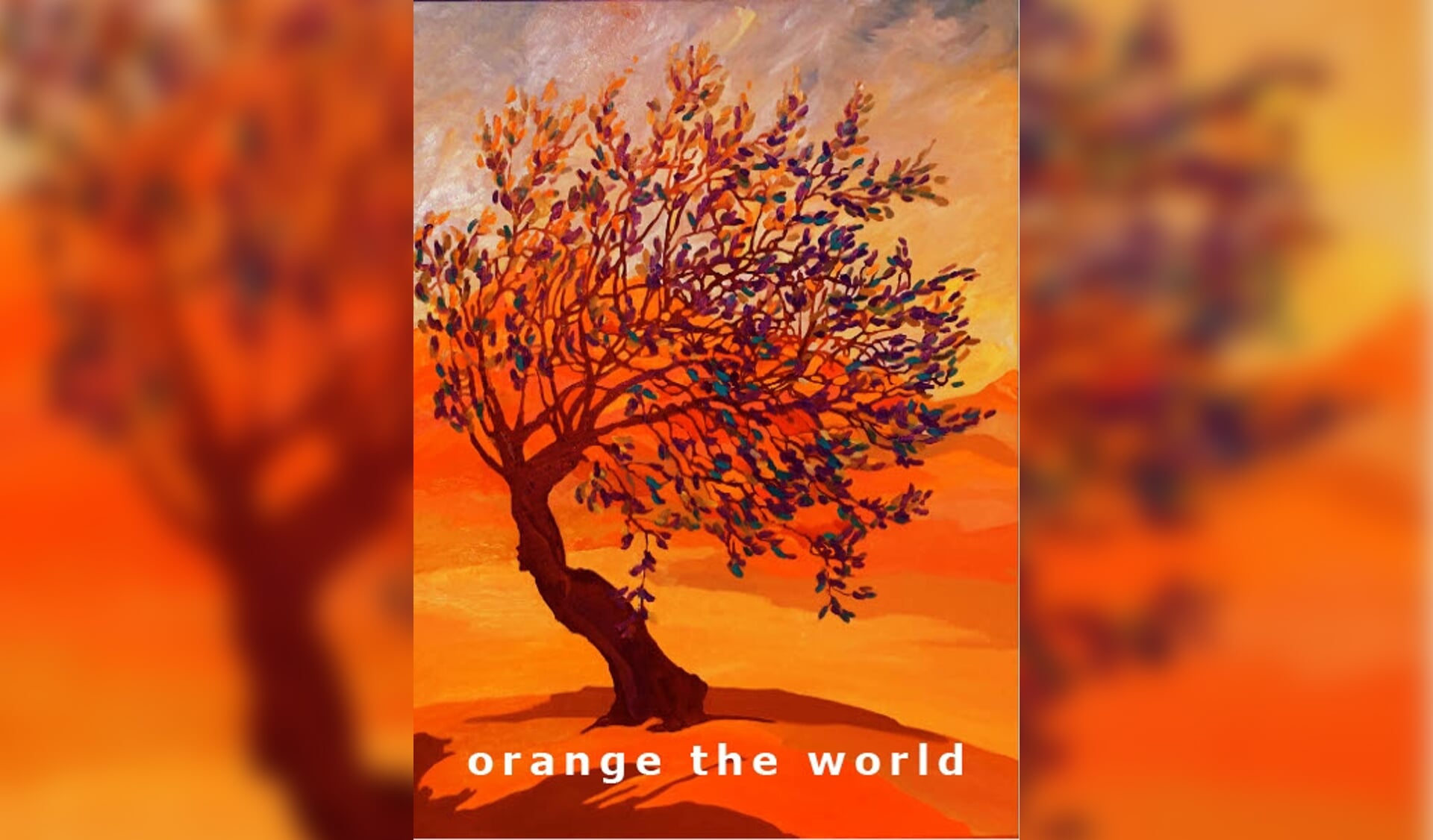 Oranje boom geschilderd door Ella Steenmeijer
