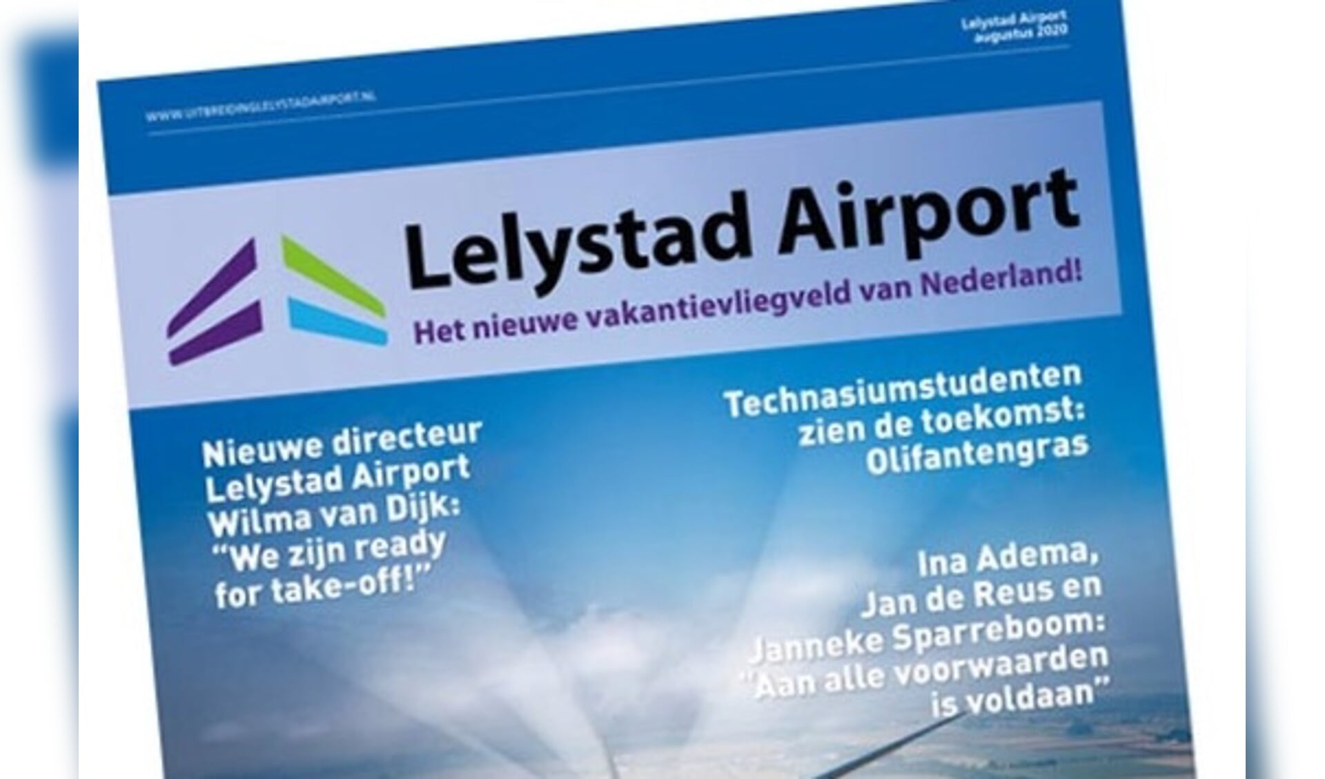 Voorpagina van de laatste editie van de Lelystad Airportkrant.