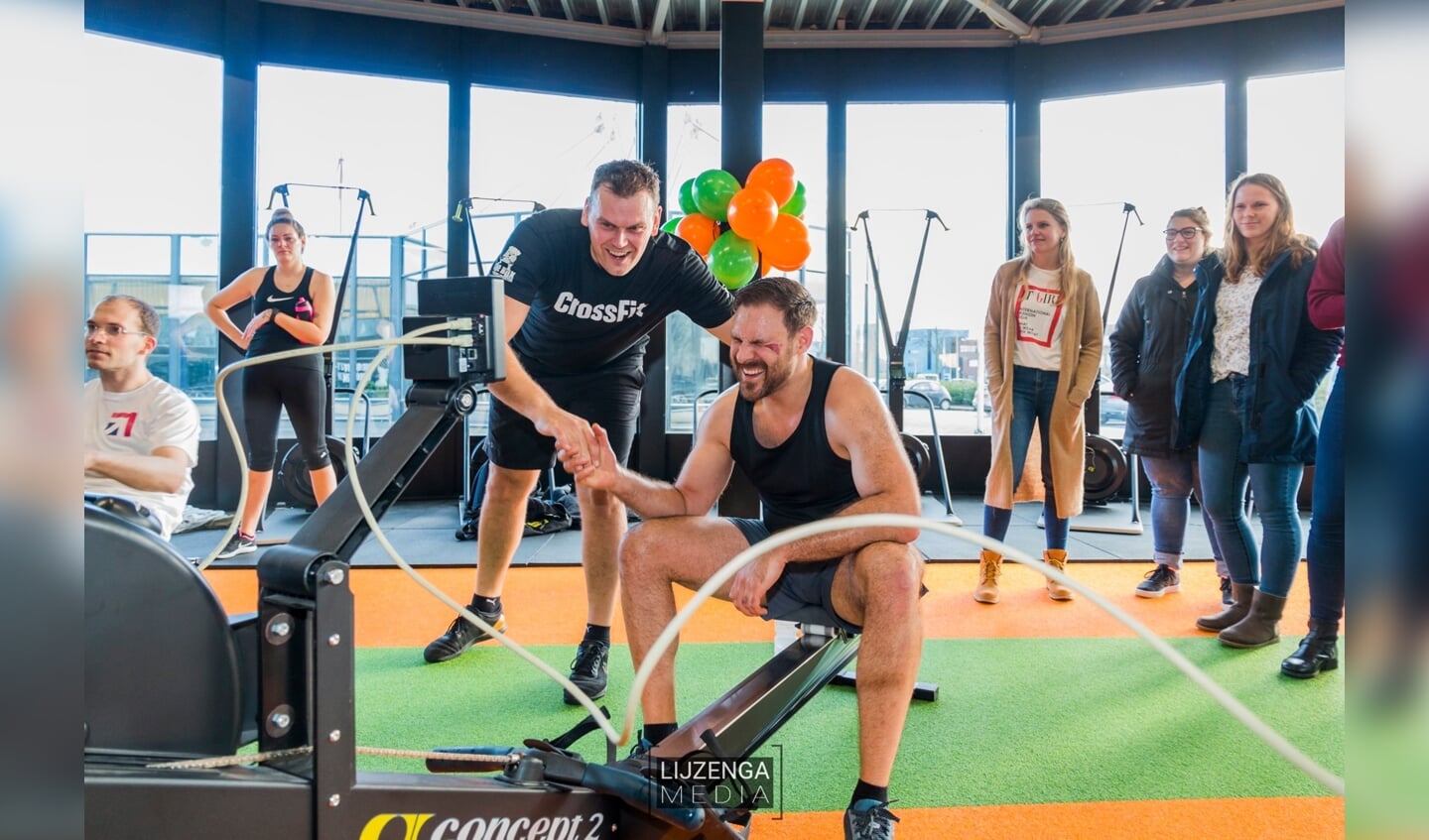 Ernst Grootoonk en Arnauld Bongaarts tijdens de roeimarathon van vorig jaar.