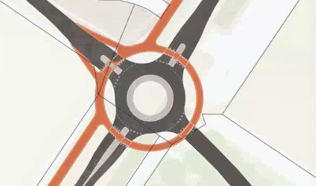 Eén van de opties voor de rotonde Bisonweg - Bosweg.