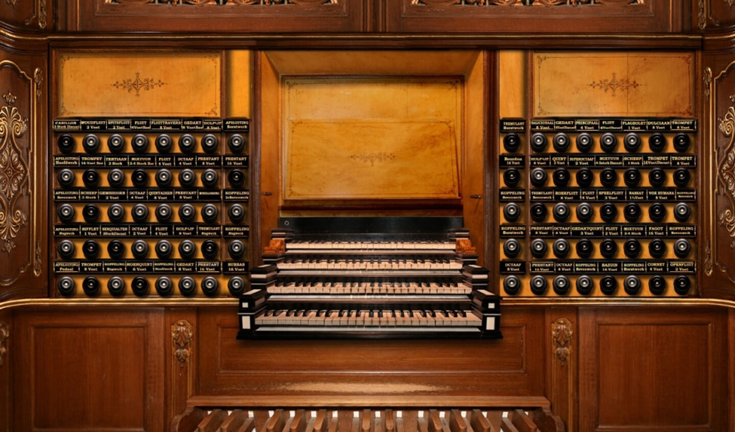 De speeltafel van het Hinsz-orgel in de Bovenkerk