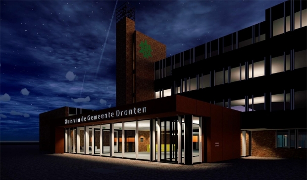 De nieuwe hoofdingang van het gemeentehuis.