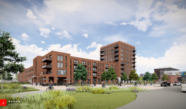 Een impressie van het project aan het stationsplein in Dronten.