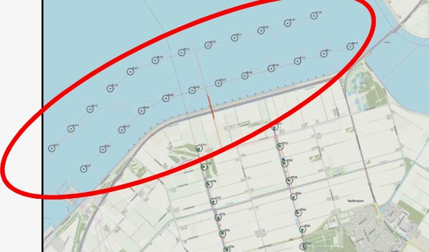 Het gebied waar volgens Rijkswaterstaat het vaarverbod voor twee jaar geldt.