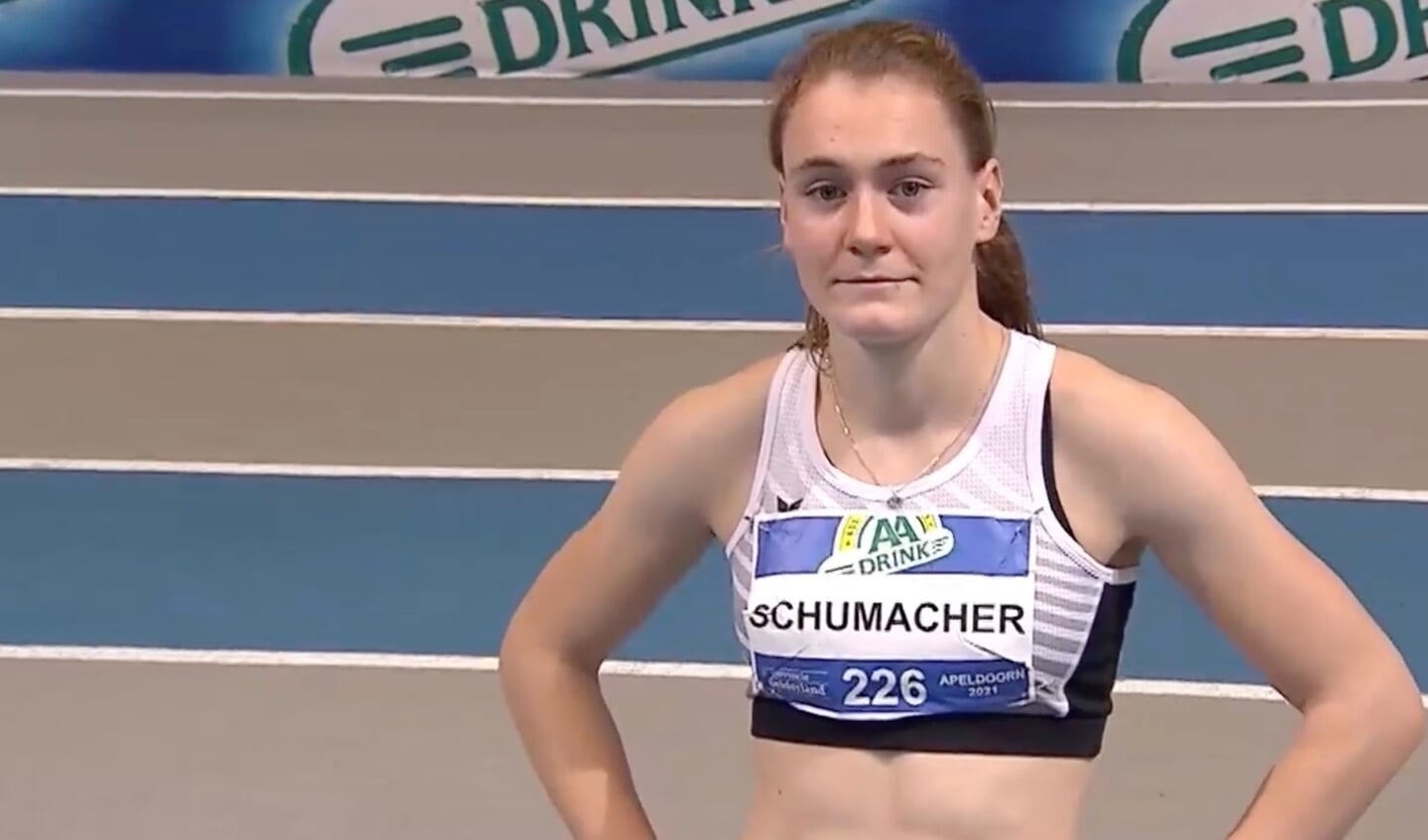 Joyce Schumacher aan de start.
