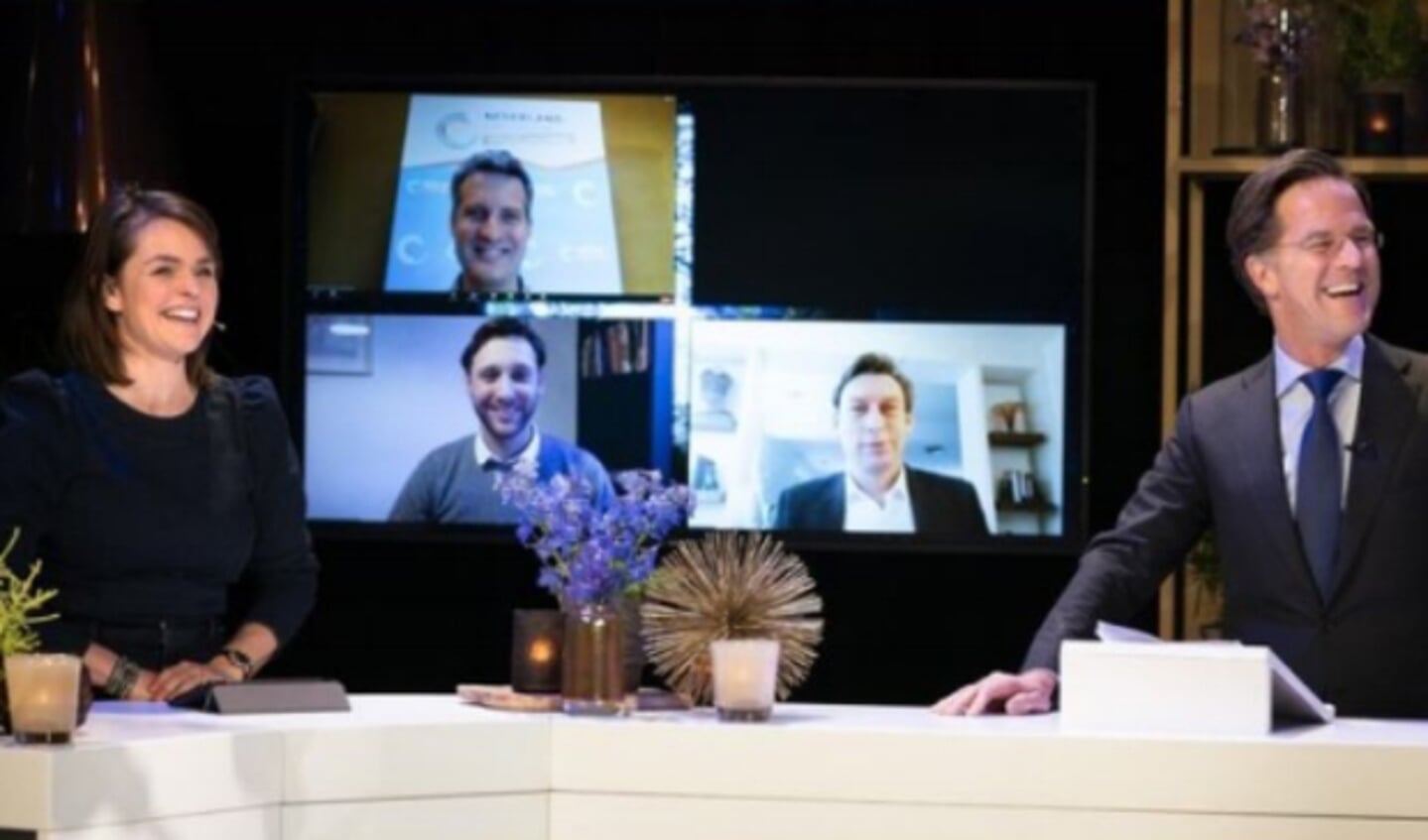 Minister-president Mark Rutte en staatssecretaris Stientje van Veldhoven waren aanwezig tijdens de digitale prijsuitreiking.