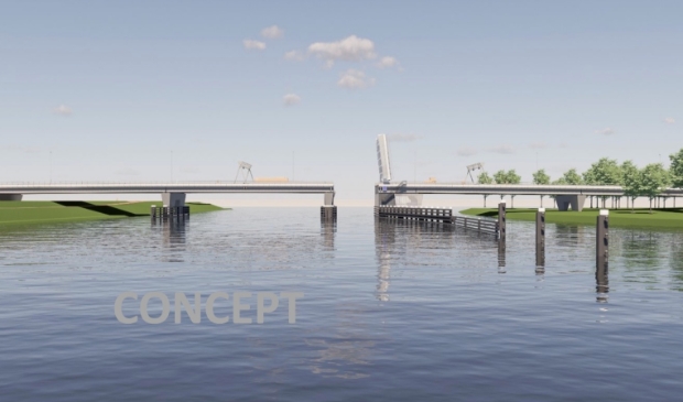<p>Schets van de nieuwe brug bij Roggebot.</p>