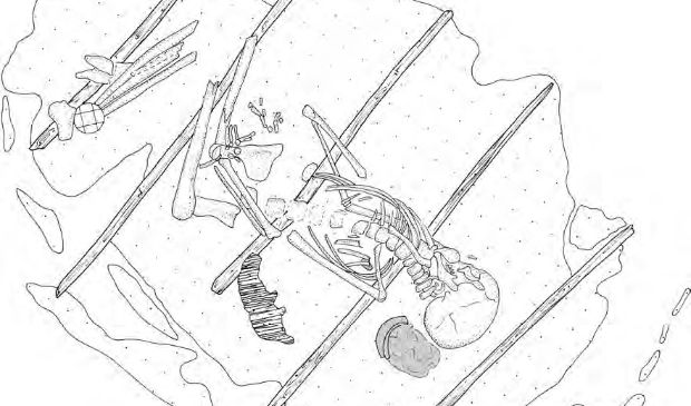 <p>Tekening van de grafkuil</p>