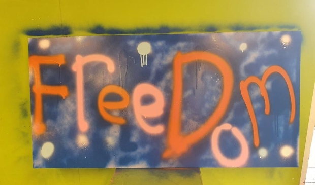 Eén van de graffiti-kunstwerken.