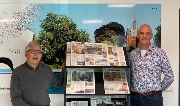 <p>Media-adviseurs Hans Koorn (l) en Wim Mossel.</p>