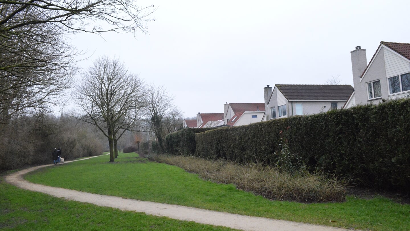 Rechts de woningen aan de Concourslaan, links het terrein van de voormalige Flevomanege.