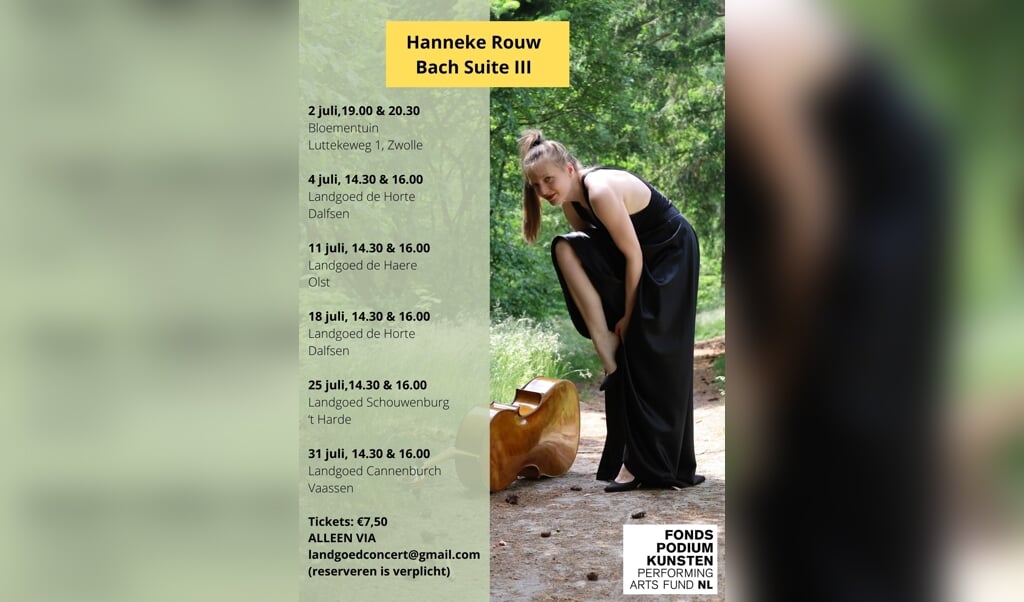 Celliste Hanneke Rouw speelt op het landgoed