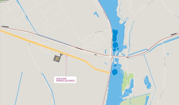 De nieuwe parallelweg langs de Hanzeweg.