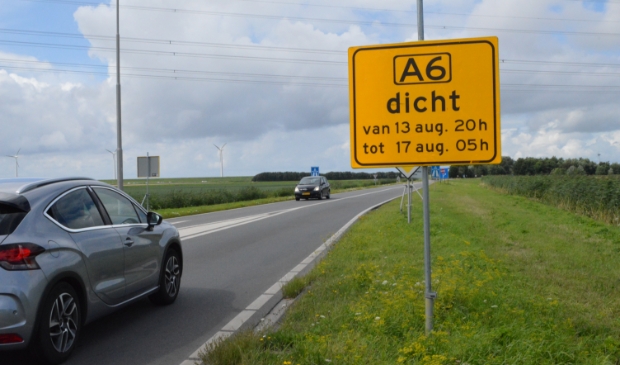 Afsluiting oprit naar de A6.