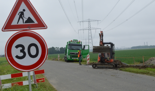 Werkzaamheden voor Windplan Blauw aan de Visvijverweg.