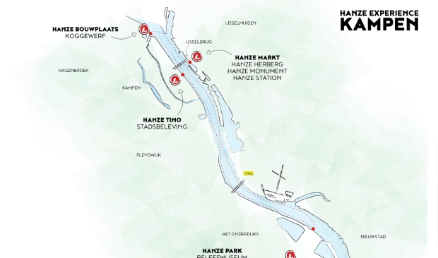 De geplande locaties van de Hanze Experience.