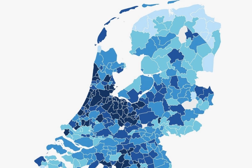 Gemiddelde WOZ-waarde per gemeente.