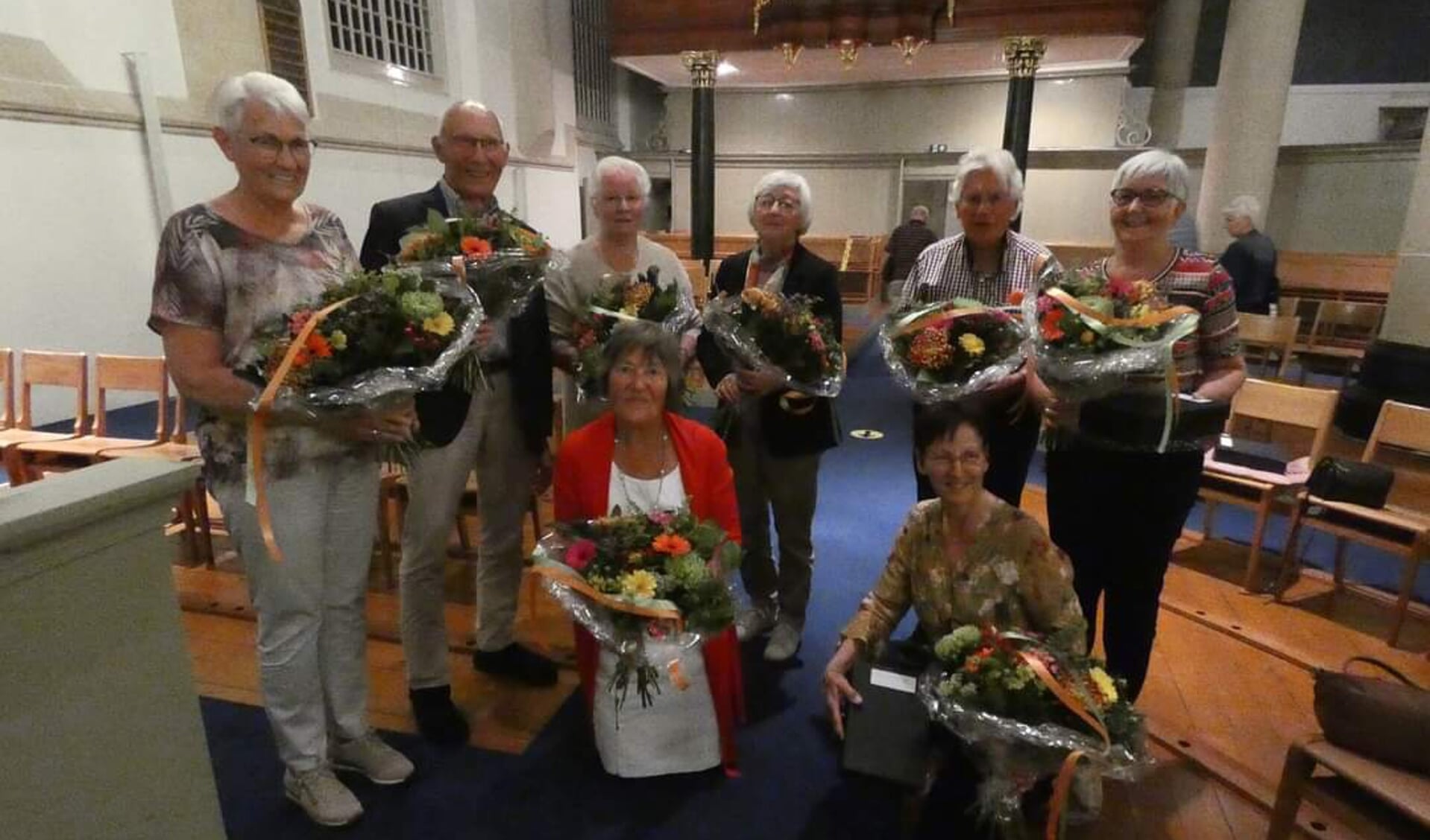 De jubilarissen van het Hervormd Kerkkoor Kampen (E. Knoeff niet op de foto)