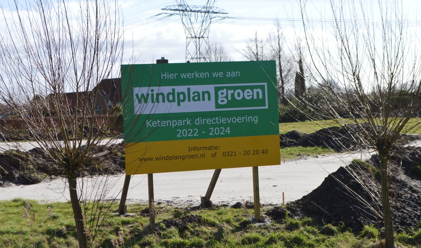 Het bouwbord van Windplan Groen op de locatie GroenRijk.