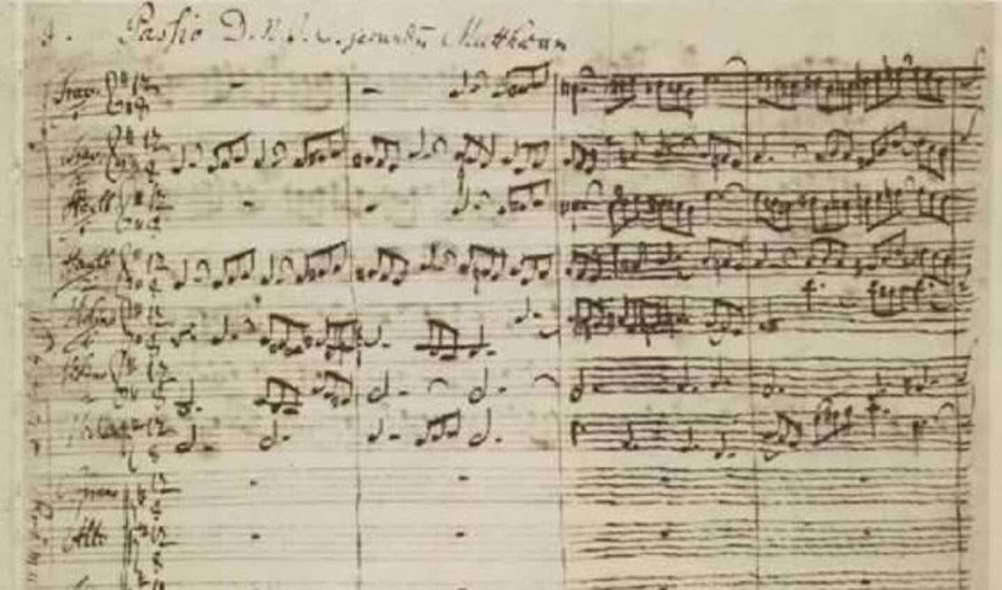 Het begin van de Matthäus-Passion in Bachs handschrift.
